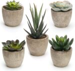 Faux Succulents in Concrete Pots