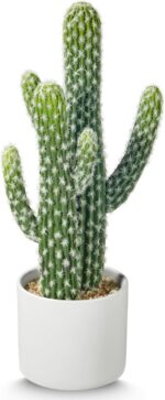 Tall Faux Cactus in Modern White Ceramic Pot