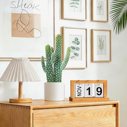 Tall Faux Cactus in Modern White Ceramic Pot - Hình 2