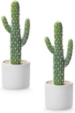 Tall Faux Cactus in Modern White Ceramic Pot - Hình 8