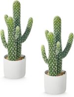 Tall Faux Cactus in Modern White Ceramic Pot - Hình 9
