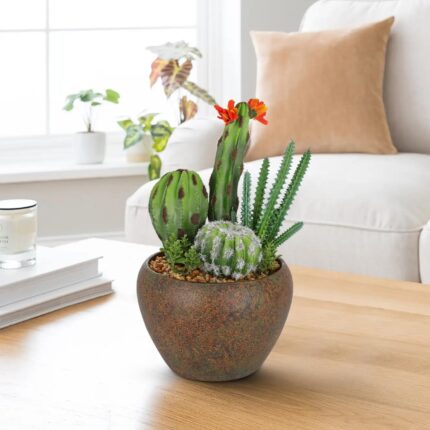 Faux Cactus & Succulent Arrangement - Hình 2