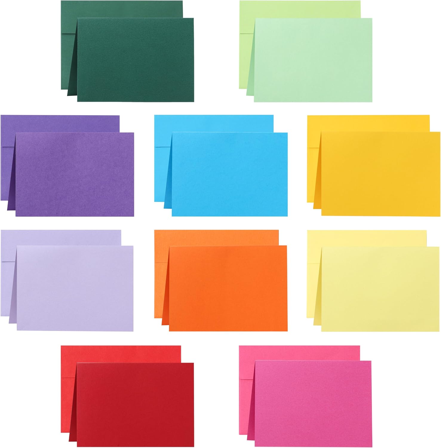 Vibrant Assorted Color Card Stock & Envelope Set – 100 Pack