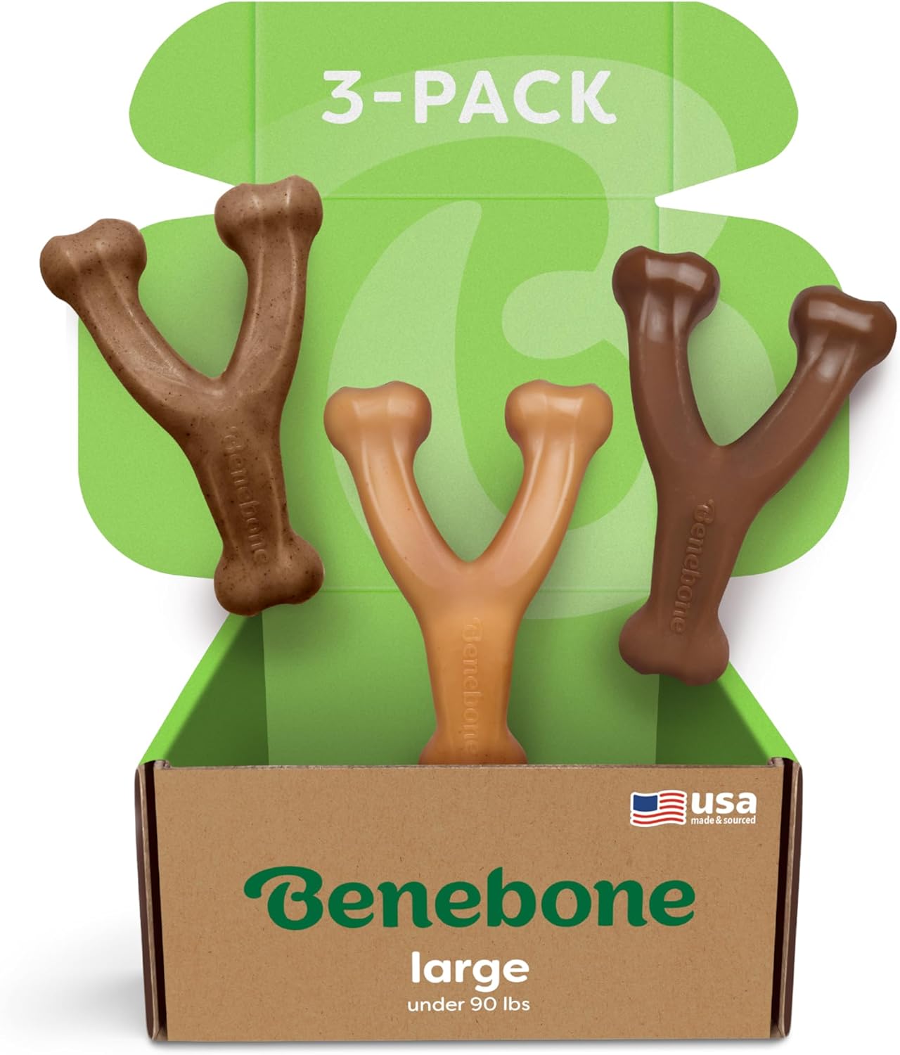 Benebone Wishbone Durable Dog Chew Toy for Aggressive Chewers, Real Bacon, Made in USA, Medium | Durable, Super Chewer, Made