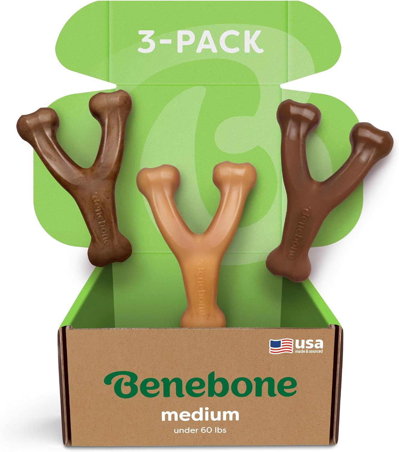 Benebone Wishbone Durable Dog Chew Toy for Aggressive Chewers, Real Bacon, Made in USA, Medium | Durable, Super Chewer, Made