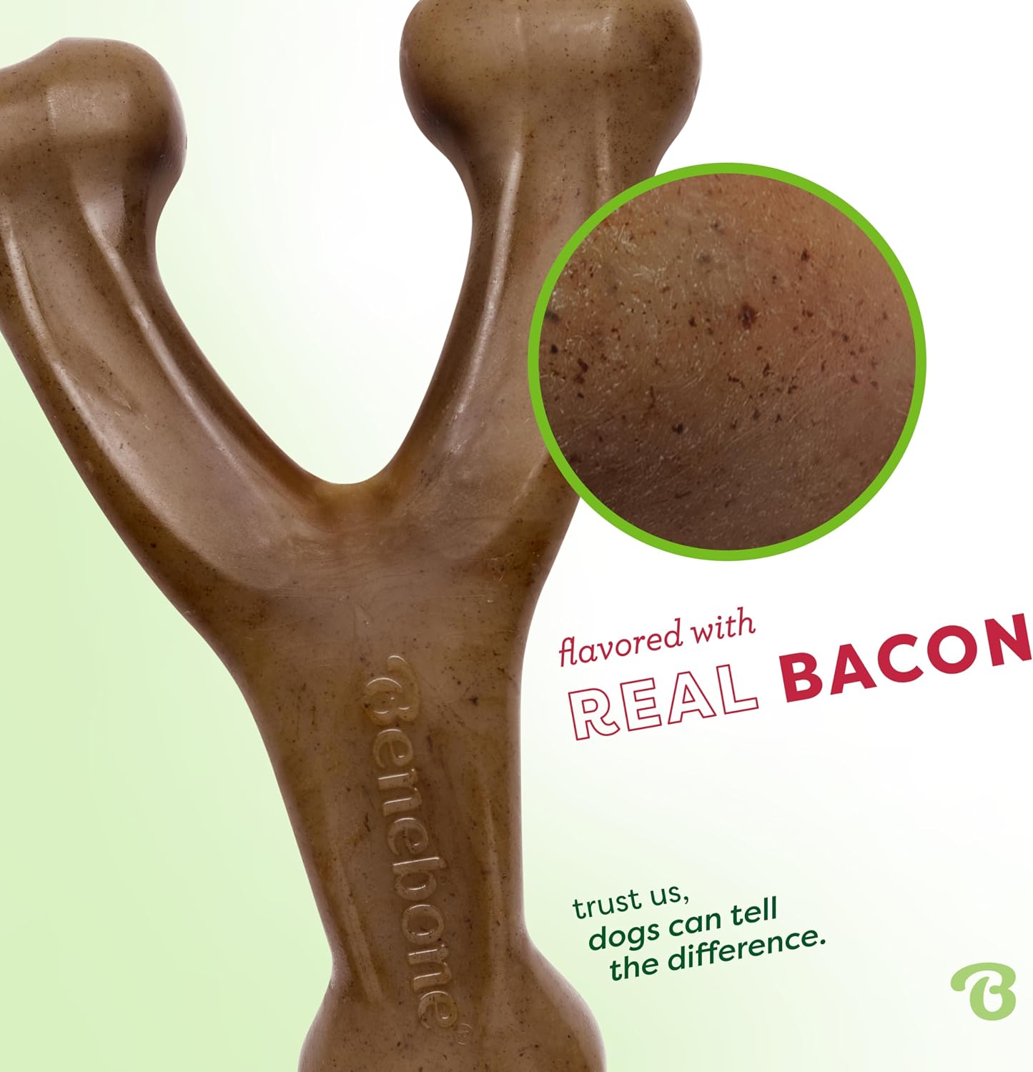 Benebone Wishbone Durable Dog Chew Toy for Aggressive Chewers, Real Bacon, Made in USA, Medium | Durable, Super Chewer, Made