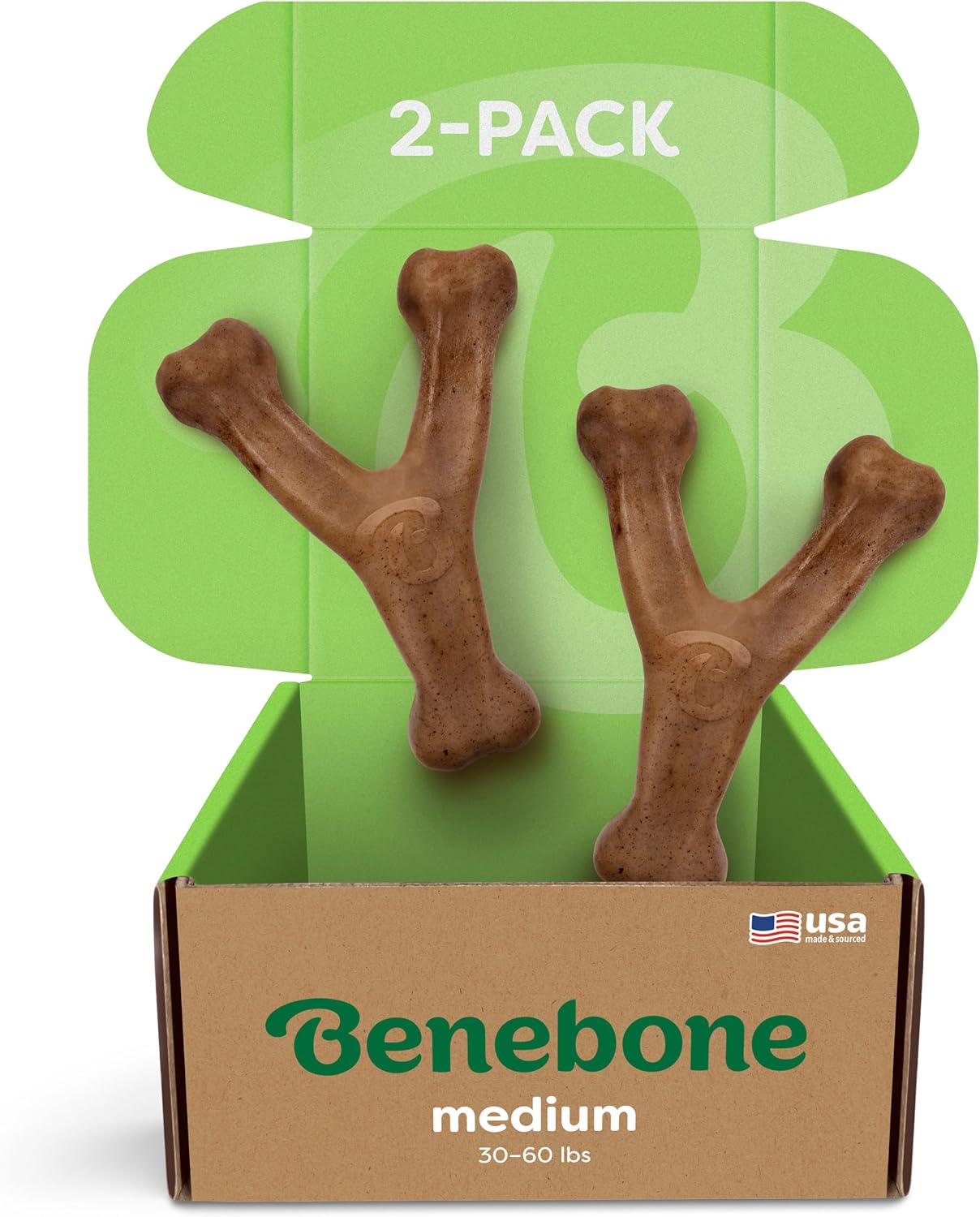 Benebone Wishbone Durable Dog Chew Toy for Aggressive Chewers, Real Bacon, Made in USA, Medium | Durable, Super Chewer, Made