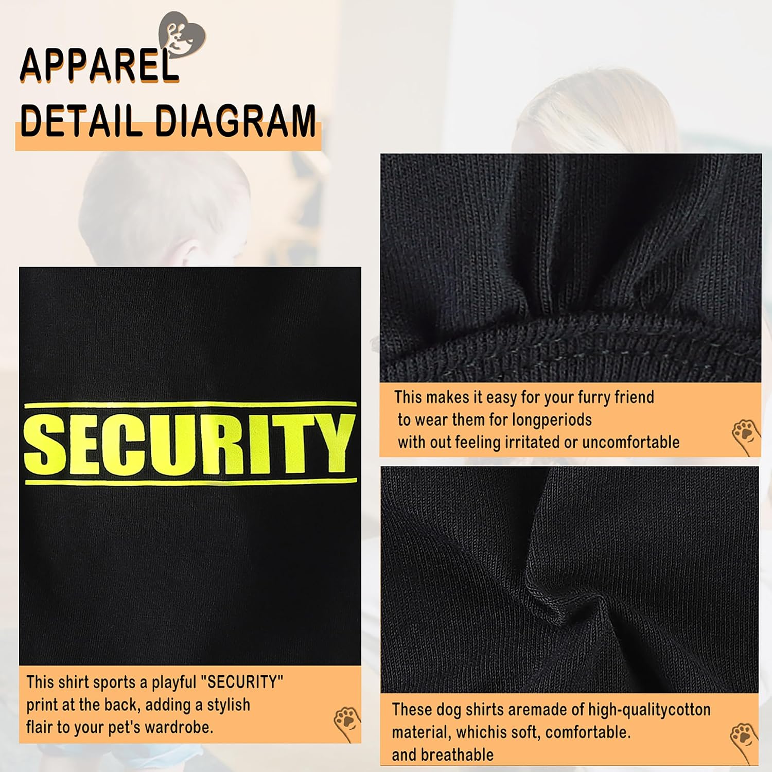 Discover Cozy Cotton Canine Wear: Soft, Lightweight, and Breathable Dog Shirt Vest with Eye-Catching Graphics(Security), Keep