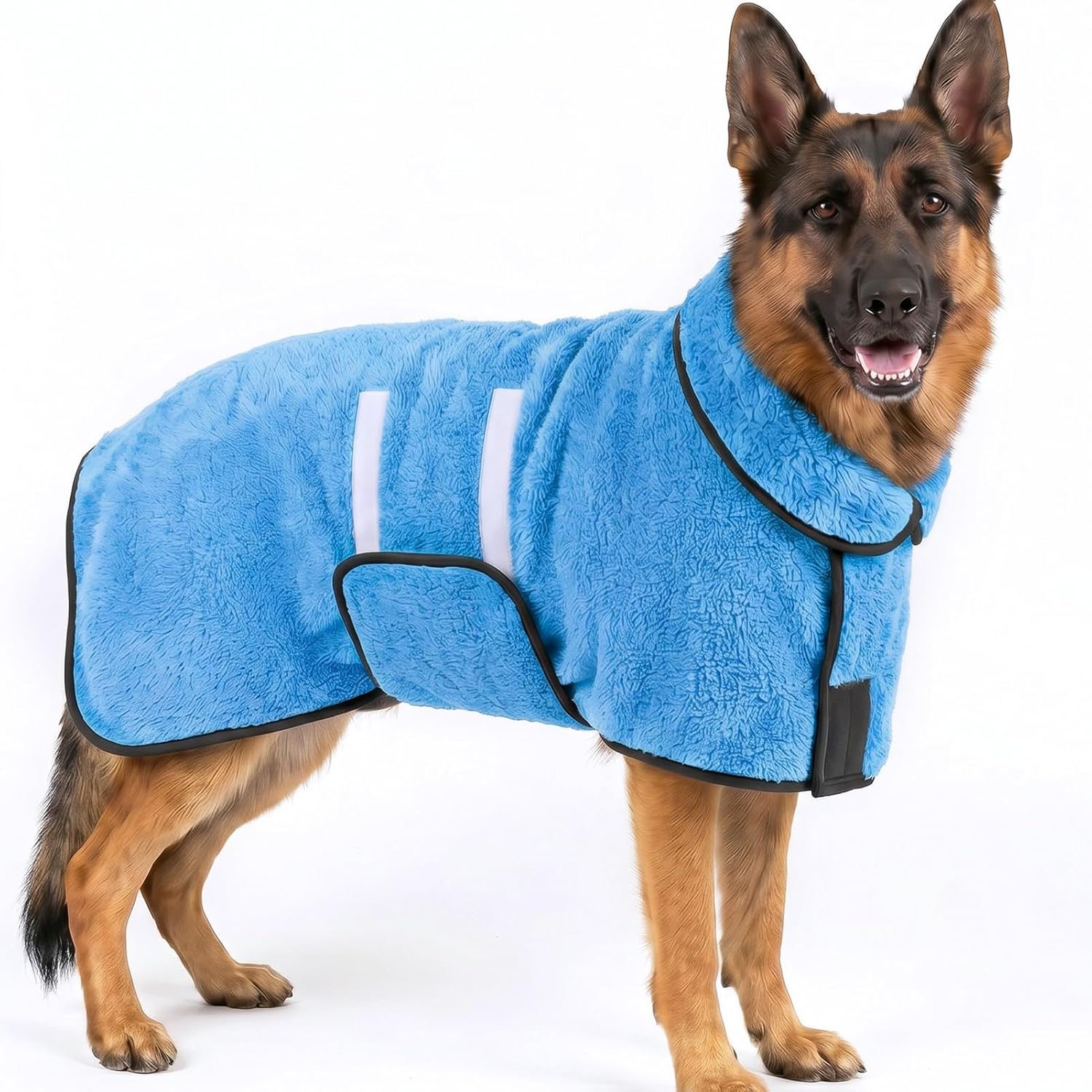 Dog Bathrobe, Super Absorbent for Small to Large Dogs, Dark Blue XL | Dog Robes with Soft Fleece, Warm & Cozy, Adjustable Fit
