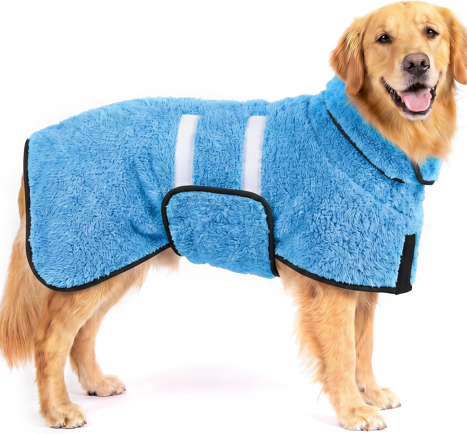 Dog Bathrobe, Super Absorbent for Small to Large Dogs, Dark Blue XL | Dog Robes with Soft Fleece, Warm & Cozy, Adjustable Fit