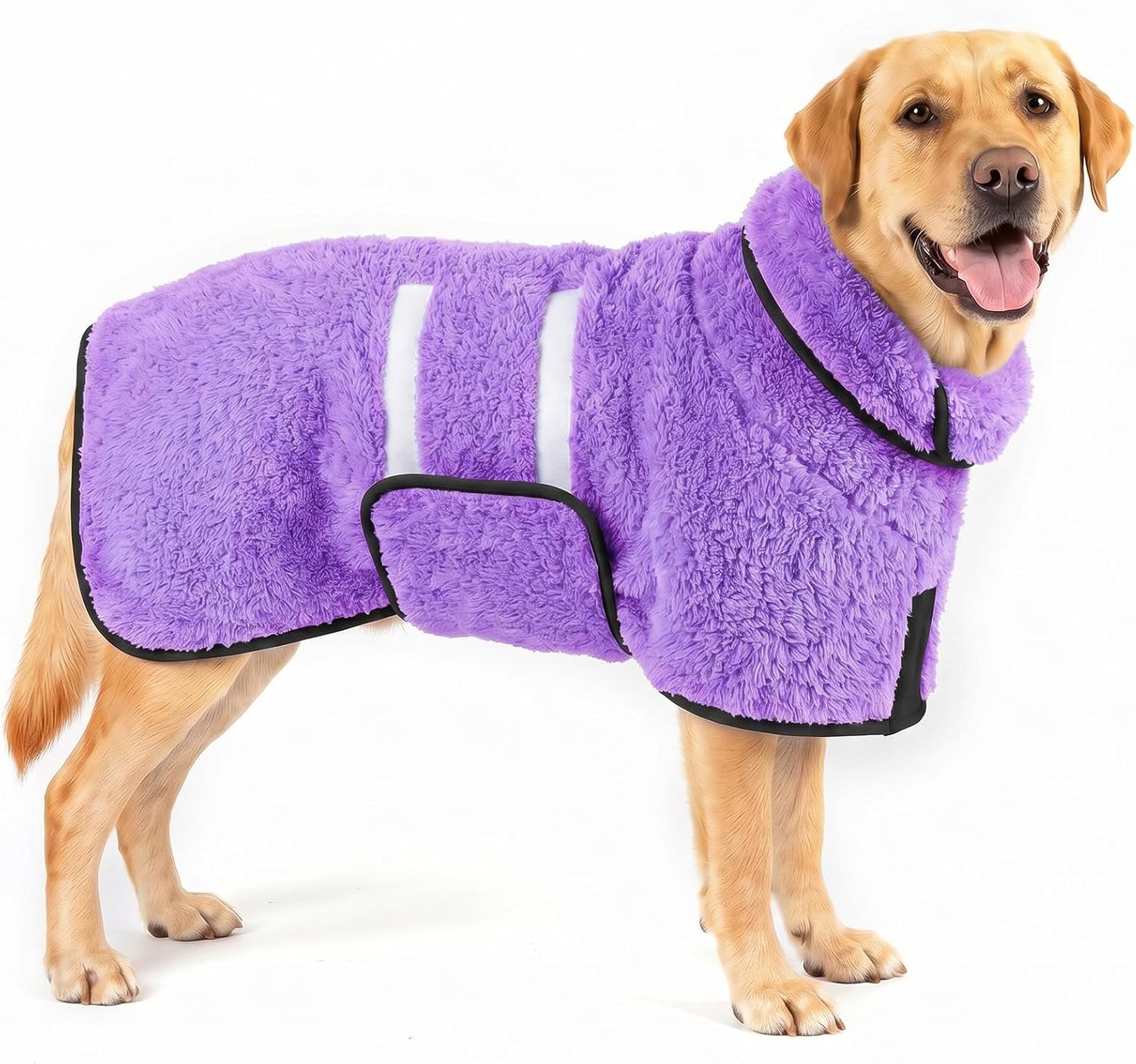 Dog Bathrobe, Super Absorbent for Small to Large Dogs, Dark Blue XL | Dog Robes with Soft Fleece, Warm & Cozy, Adjustable Fit