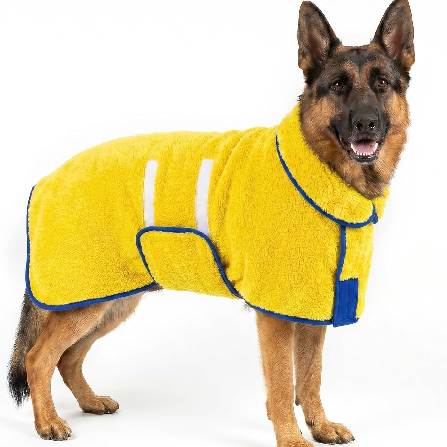 Dog Bathrobe, Super Absorbent for Small to Large Dogs, Dark Blue XL | Dog Robes with Soft Fleece, Warm & Cozy, Adjustable Fit