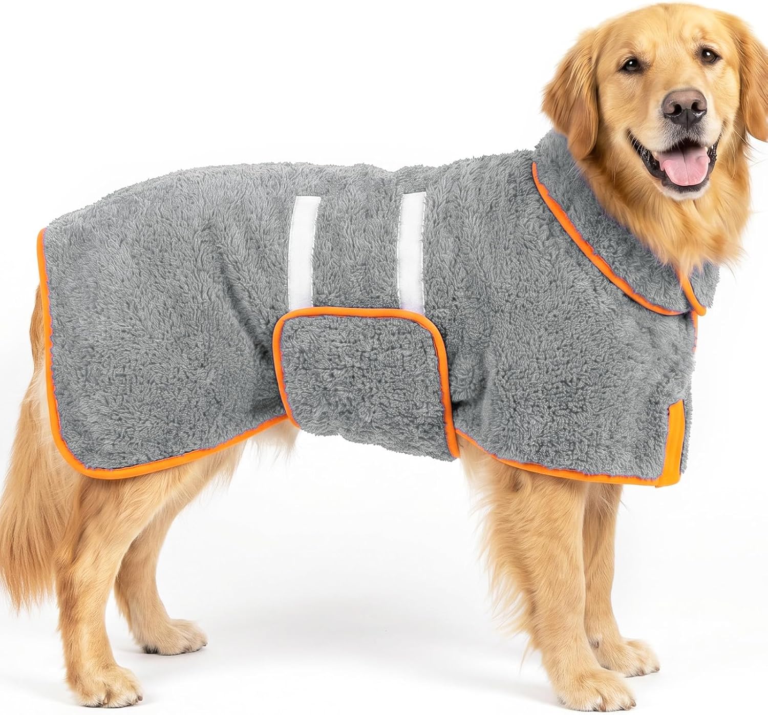 Dog Bathrobe, Super Absorbent for Small to Large Dogs, Dark Blue XL | Dog Robes with Soft Fleece, Warm & Cozy, Adjustable Fit