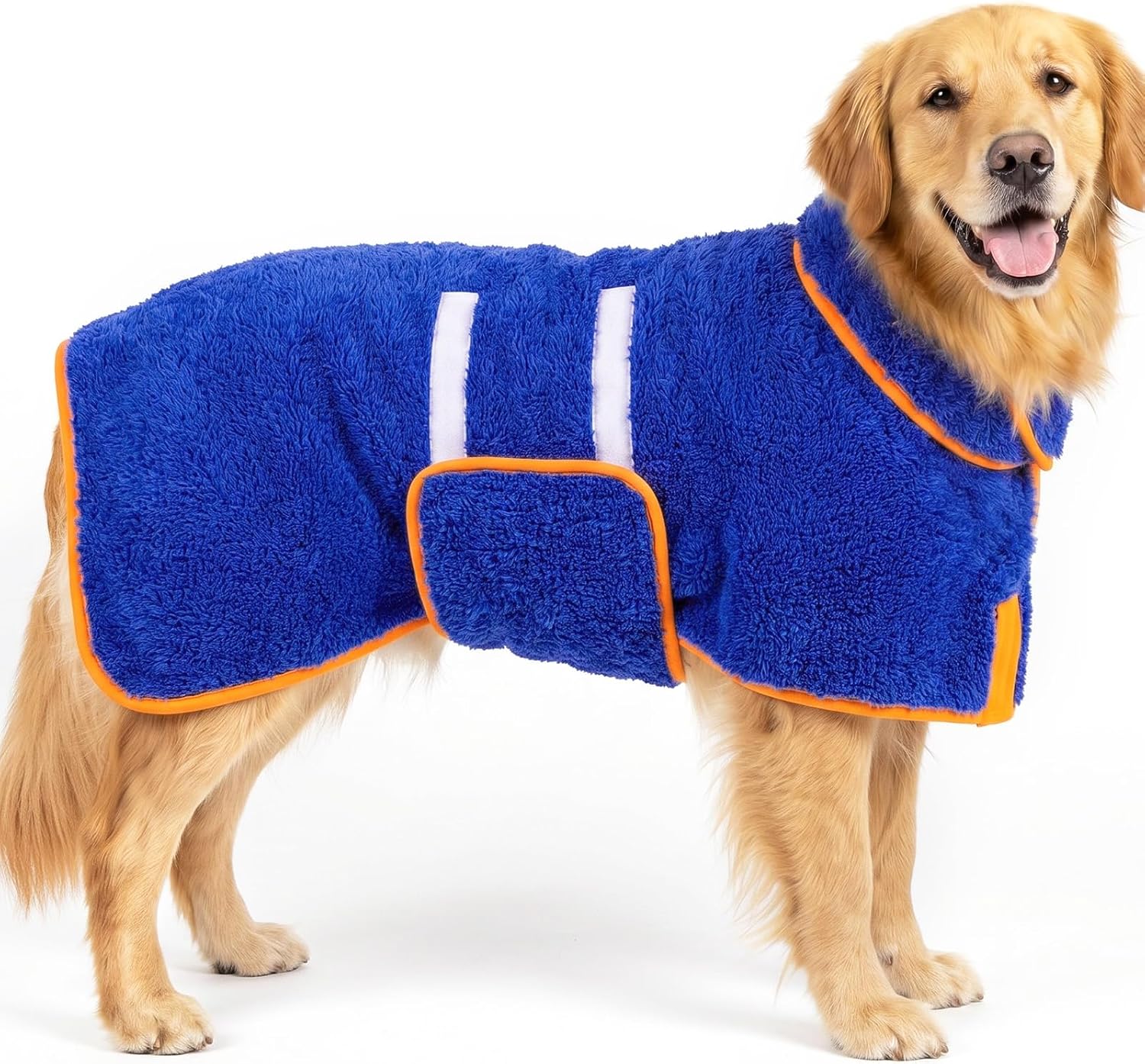 Dog Bathrobe, Super Absorbent for Small to Large Dogs, Dark Blue XL | Dog Robes with Soft Fleece, Warm & Cozy, Adjustable Fit