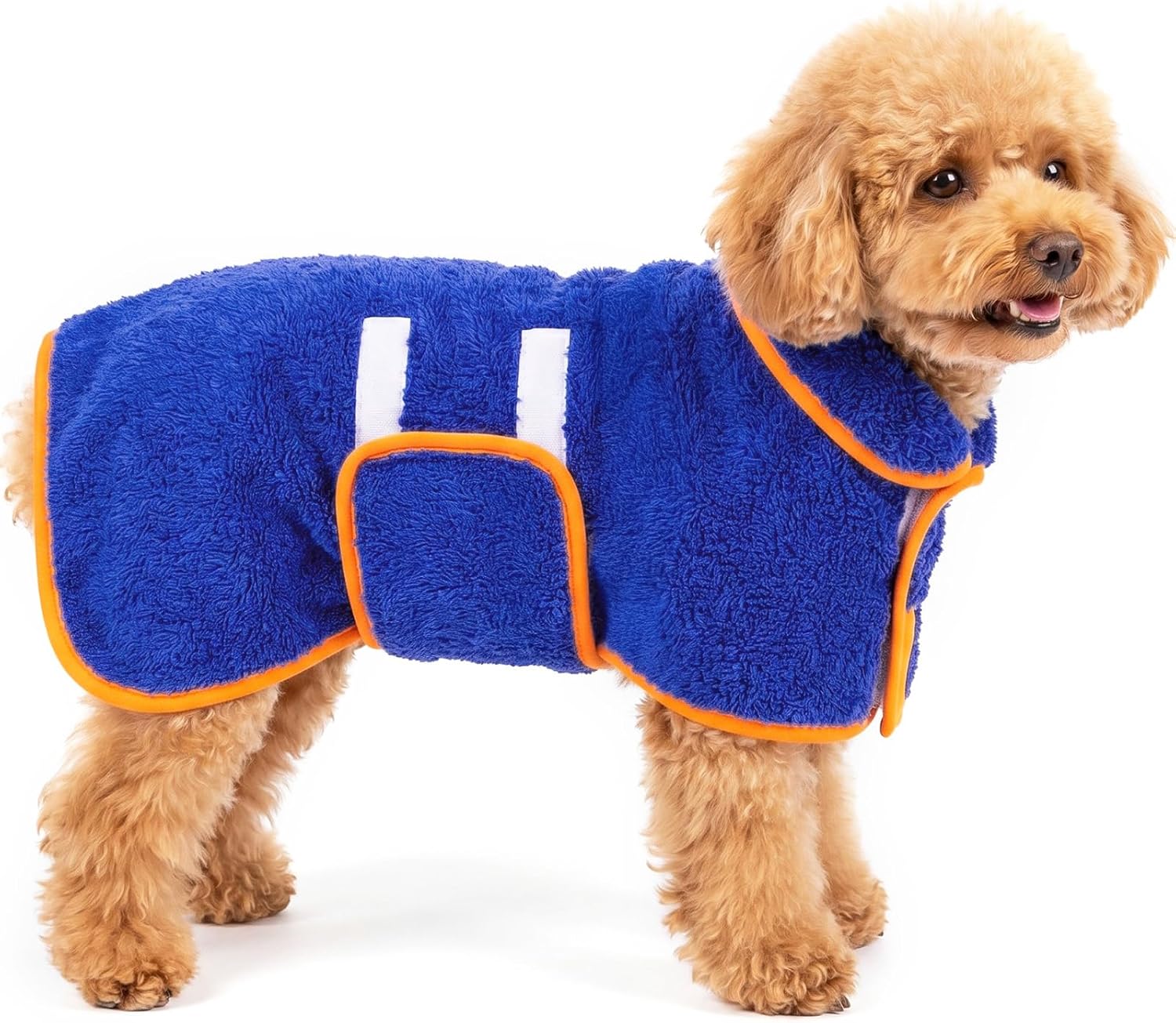 Dog Bathrobe, Super Absorbent for Small to Large Dogs, Dark Blue XL | Dog Robes with Soft Fleece, Warm & Cozy, Adjustable Fit