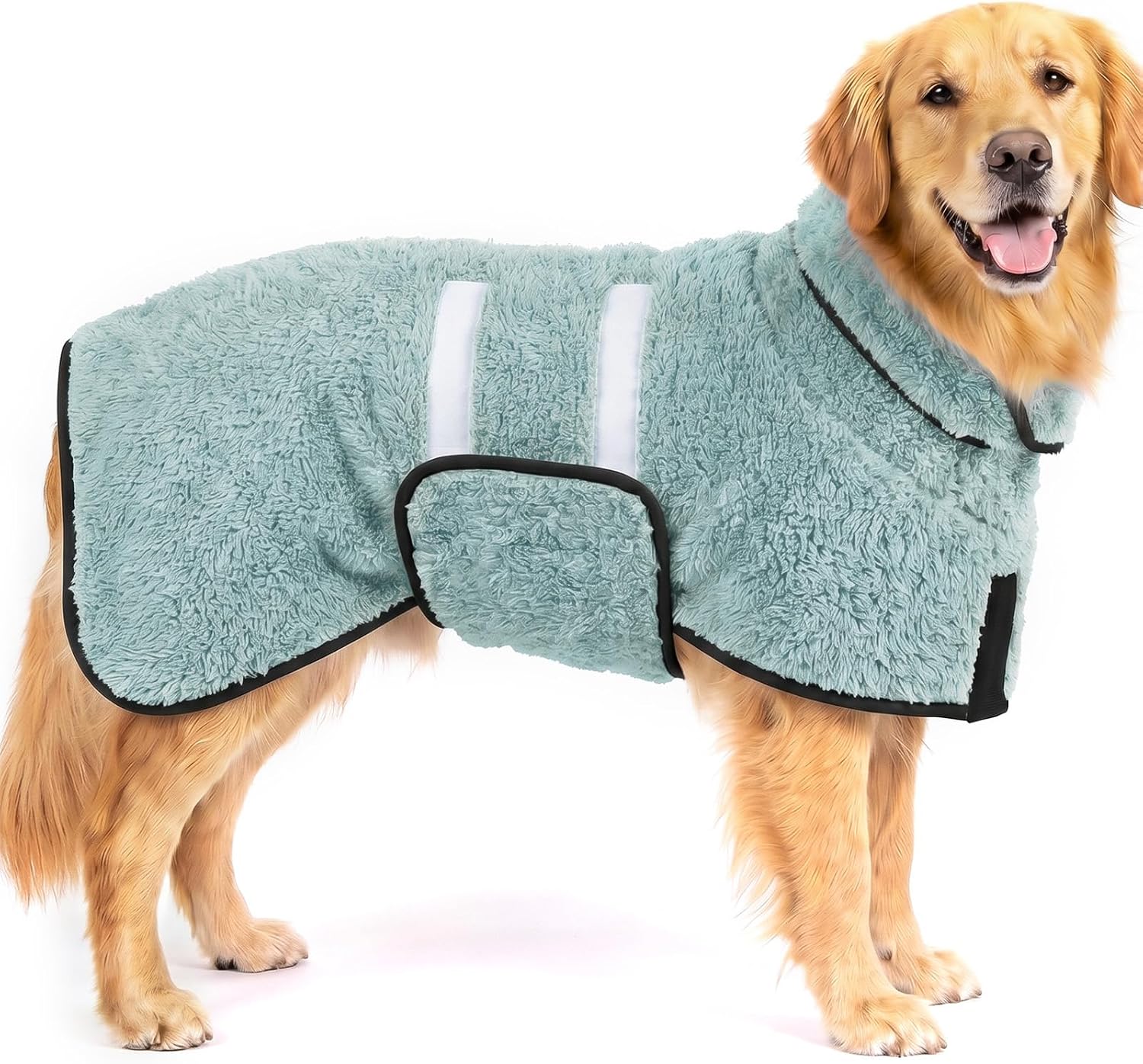 Dog Bathrobe, Super Absorbent for Small to Large Dogs, Dark Blue XL | Dog Robes with Soft Fleece, Warm & Cozy, Adjustable Fit