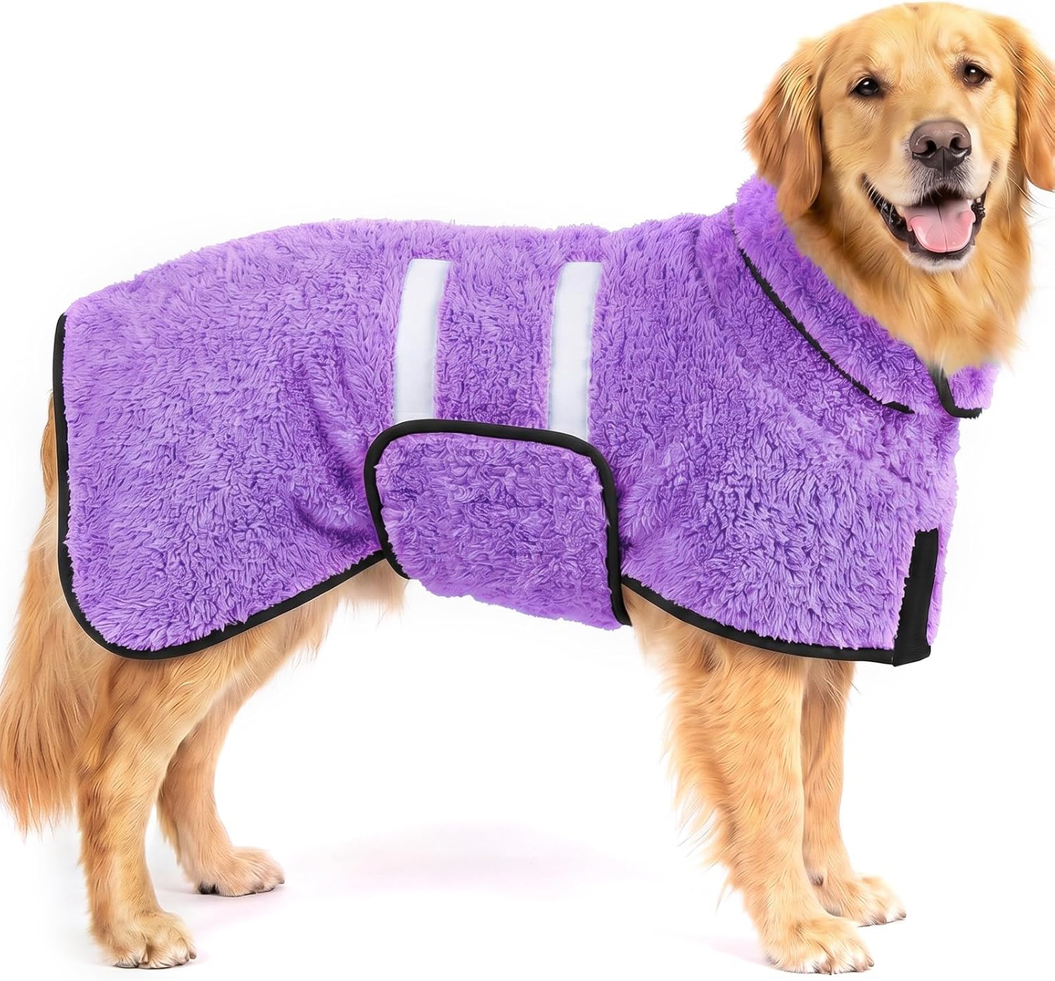 Dog Bathrobe, Super Absorbent for Small to Large Dogs, Dark Blue XL | Dog Robes with Soft Fleece, Warm & Cozy, Adjustable Fit