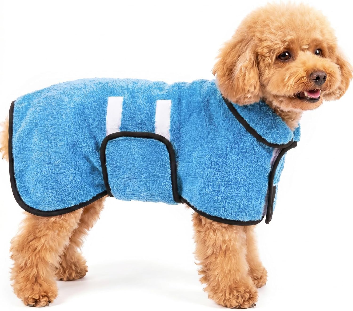 Dog Bathrobe, Super Absorbent for Small to Large Dogs, Dark Blue XL | Dog Robes with Soft Fleece, Warm & Cozy, Adjustable Fit