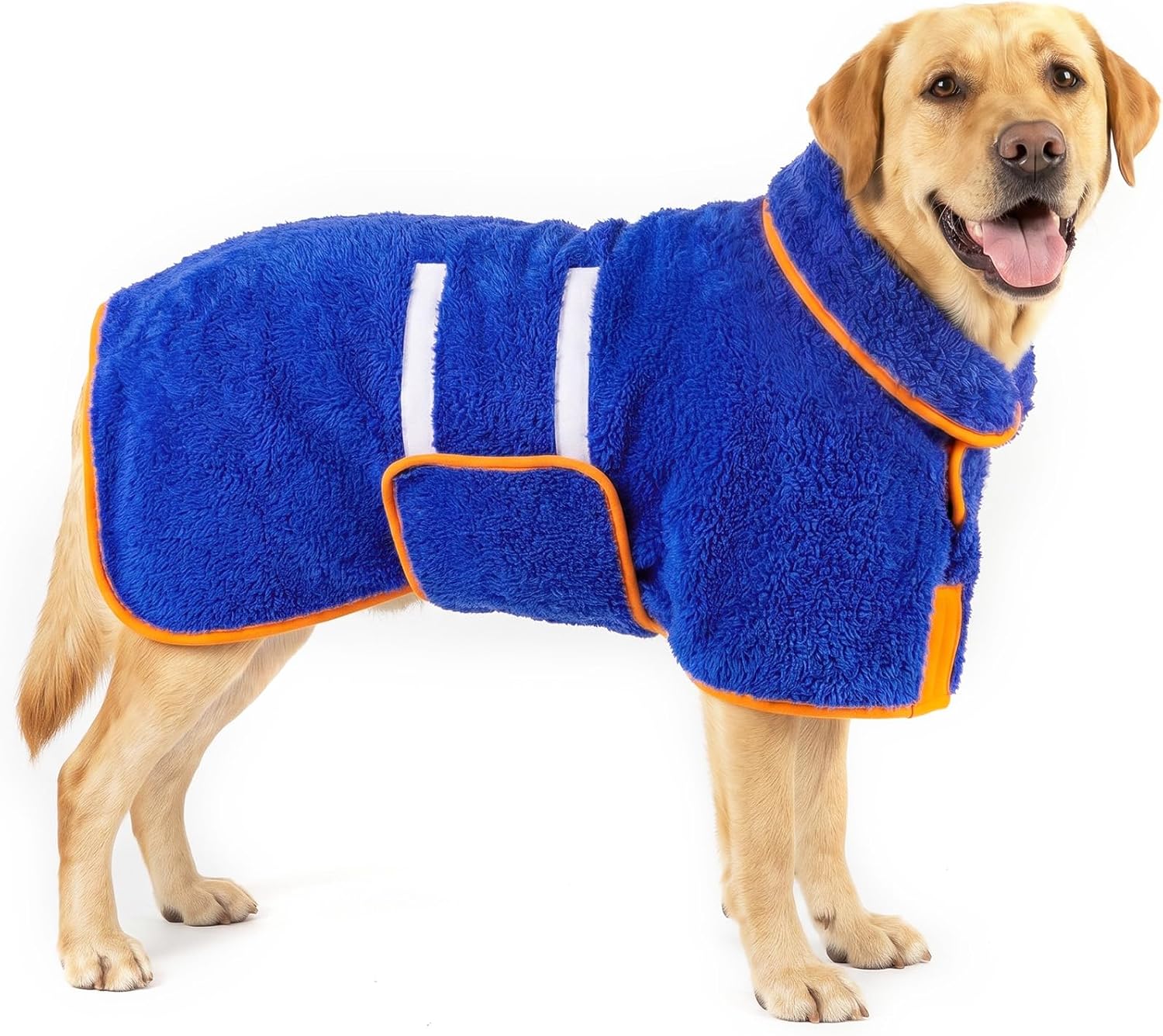 Dog Bathrobe, Super Absorbent for Small to Large Dogs, Dark Blue XL | Dog Robes with Soft Fleece, Warm & Cozy, Adjustable Fit