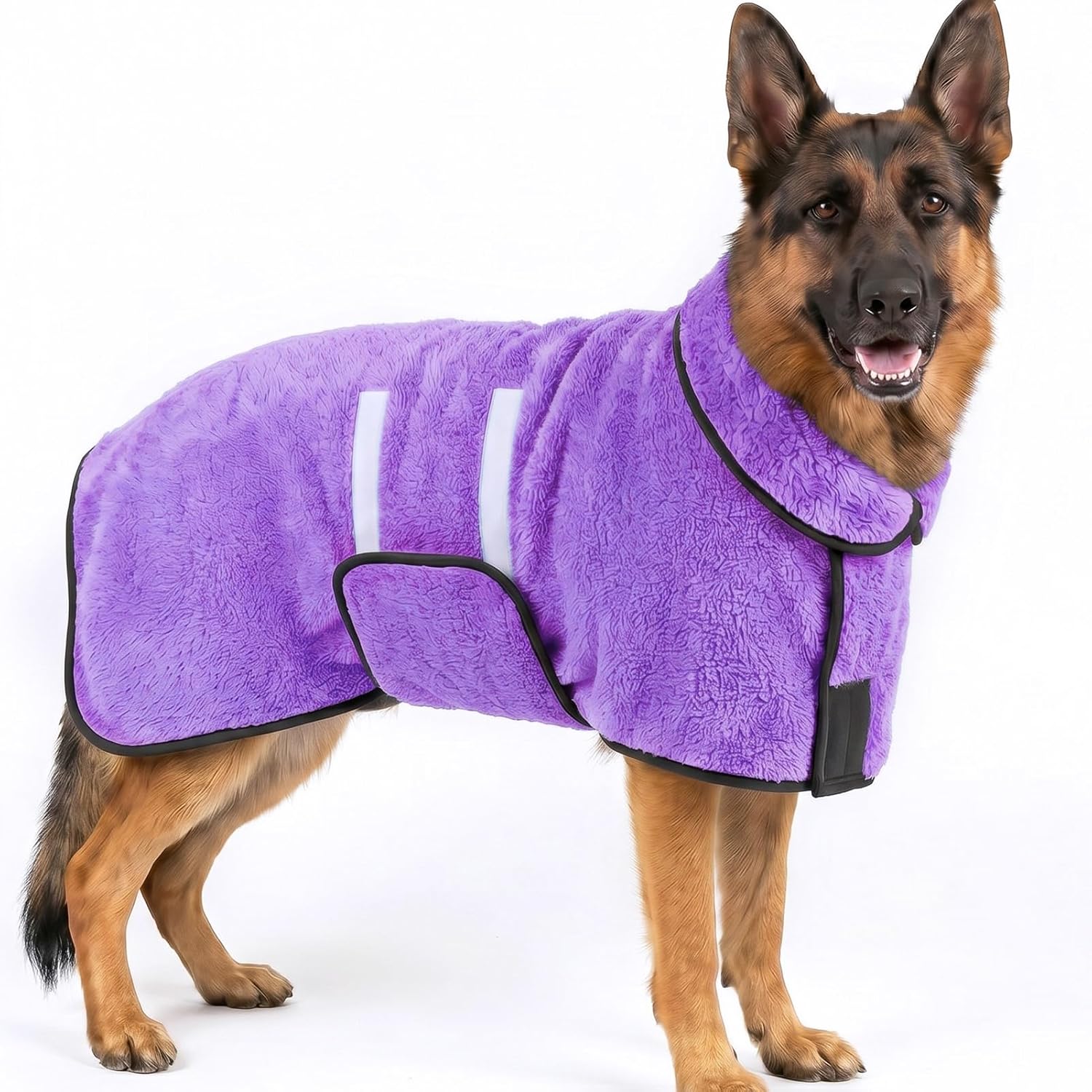 Dog Bathrobe, Super Absorbent for Small to Large Dogs, Dark Blue XL | Dog Robes with Soft Fleece, Warm & Cozy, Adjustable Fit