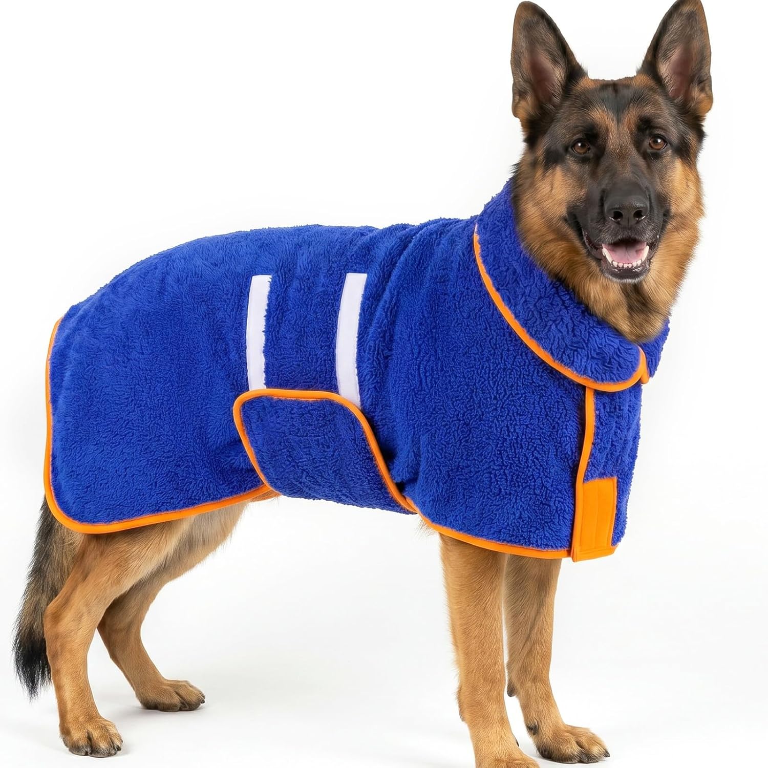 Dog Bathrobe, Super Absorbent for Small to Large Dogs, Dark Blue XL | Dog Robes with Soft Fleece, Warm & Cozy, Adjustable Fit