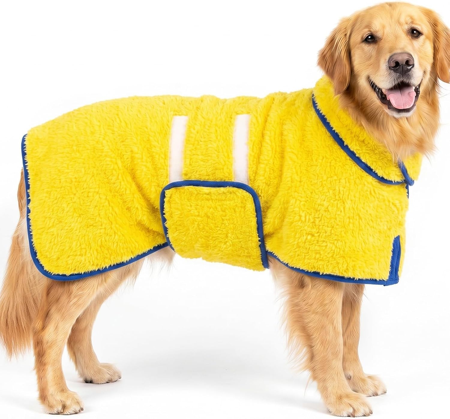 Dog Bathrobe, Super Absorbent for Small to Large Dogs, Dark Blue XL | Dog Robes with Soft Fleece, Warm & Cozy, Adjustable Fit
