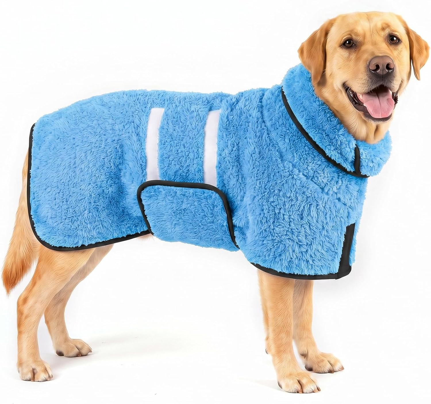 Dog Bathrobe, Super Absorbent for Small to Large Dogs, Dark Blue XL | Dog Robes with Soft Fleece, Warm & Cozy, Adjustable Fit