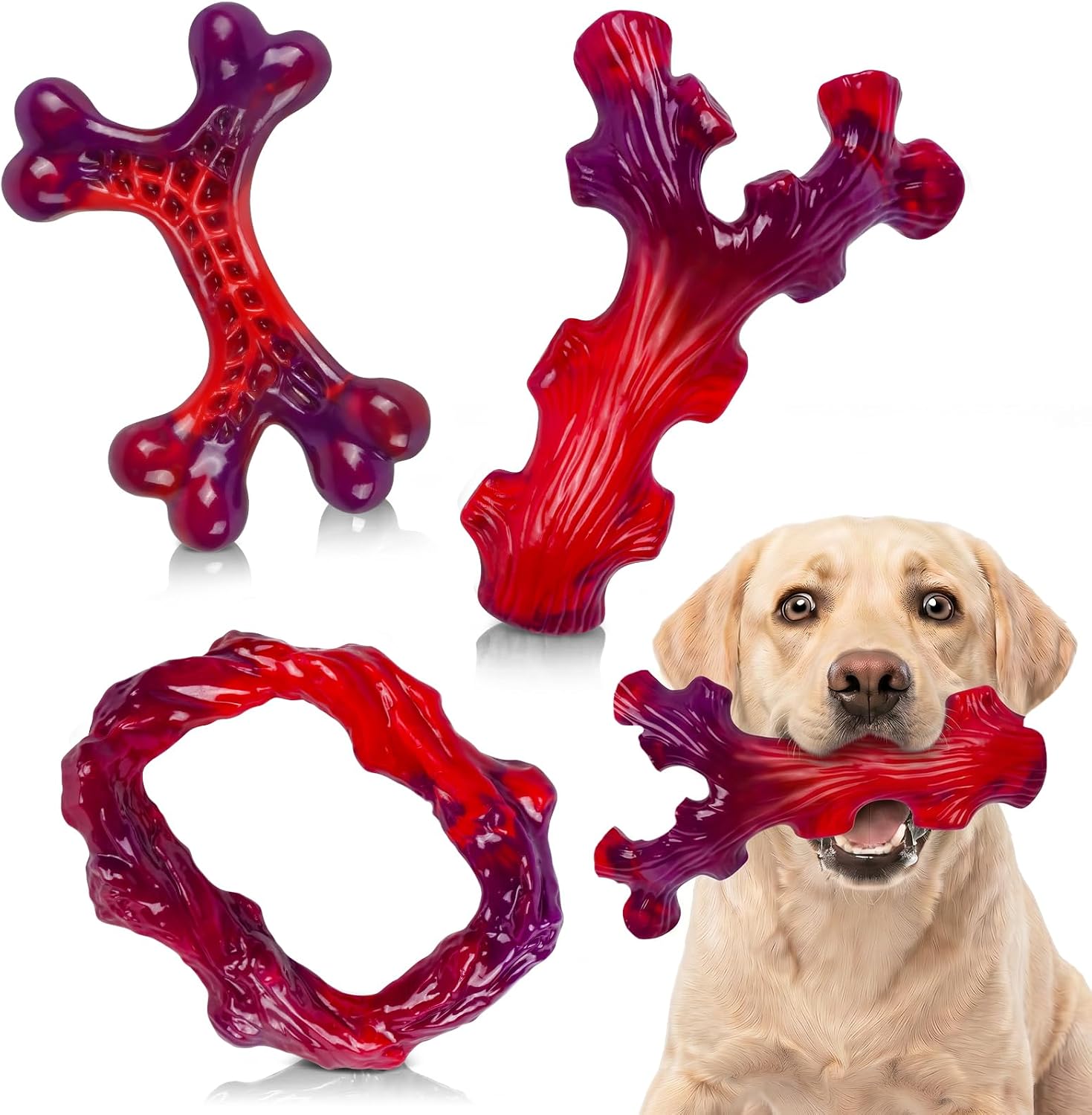 Frienhund Tough Dog Toys for Aggressive Chewers 3 Pack, Indestructible Dog Toys for Large Dogs, Dog Chew Toys, Aggressive Che