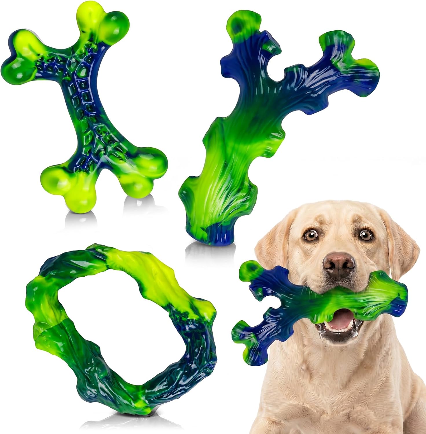 Frienhund Tough Dog Toys for Aggressive Chewers 3 Pack, Indestructible Dog Toys for Large Dogs, Dog Chew Toys, Aggressive Che