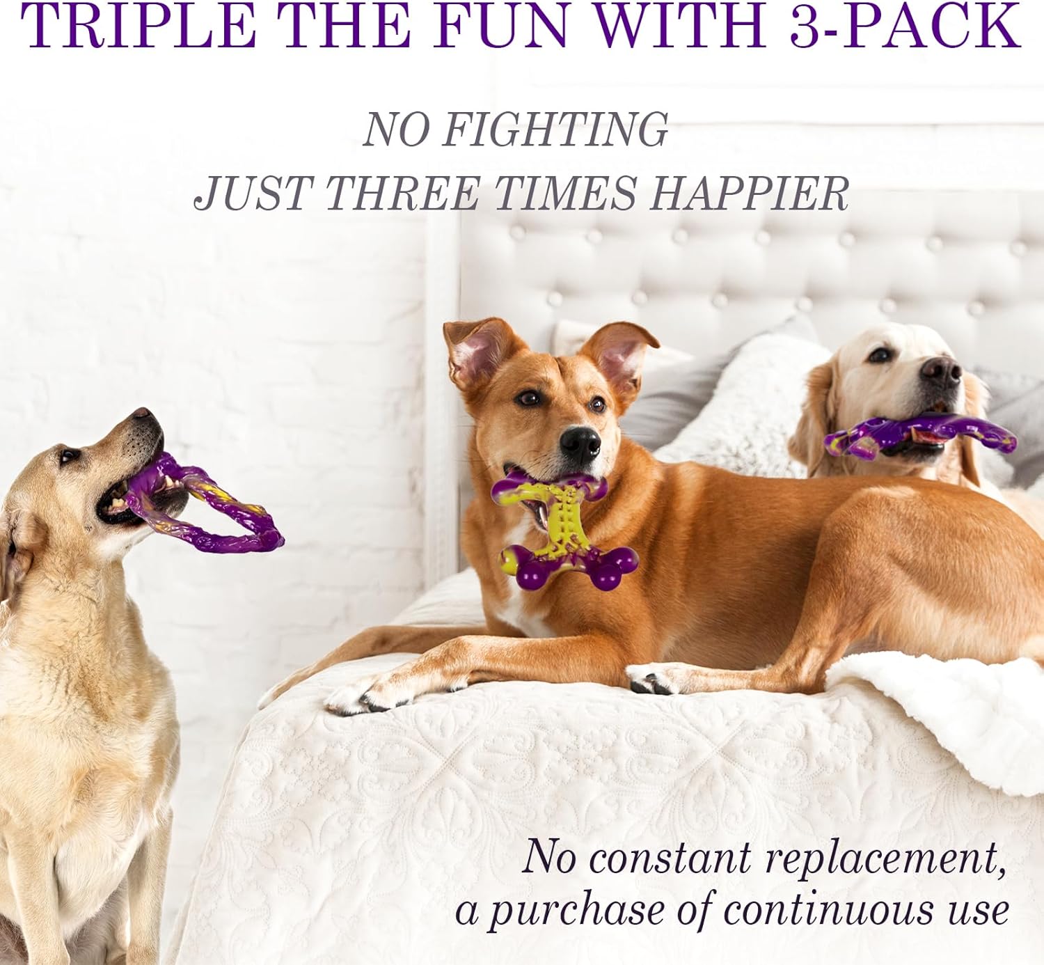 Frienhund Tough Dog Toys for Aggressive Chewers 3 Pack, Indestructible Dog Toys for Large Dogs, Dog Chew Toys, Aggressive Che