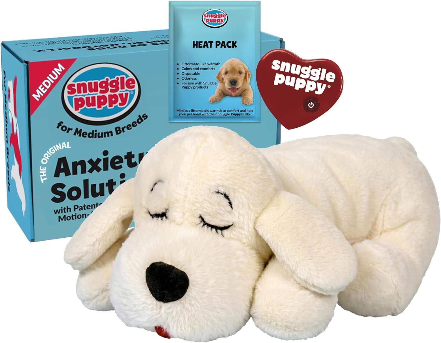 Snuggle Puppy Heartbeat Toy, Calming Comfort, Medium Breeds – Biscuit | Calming heartbeat toy, crate training comfort, heat p