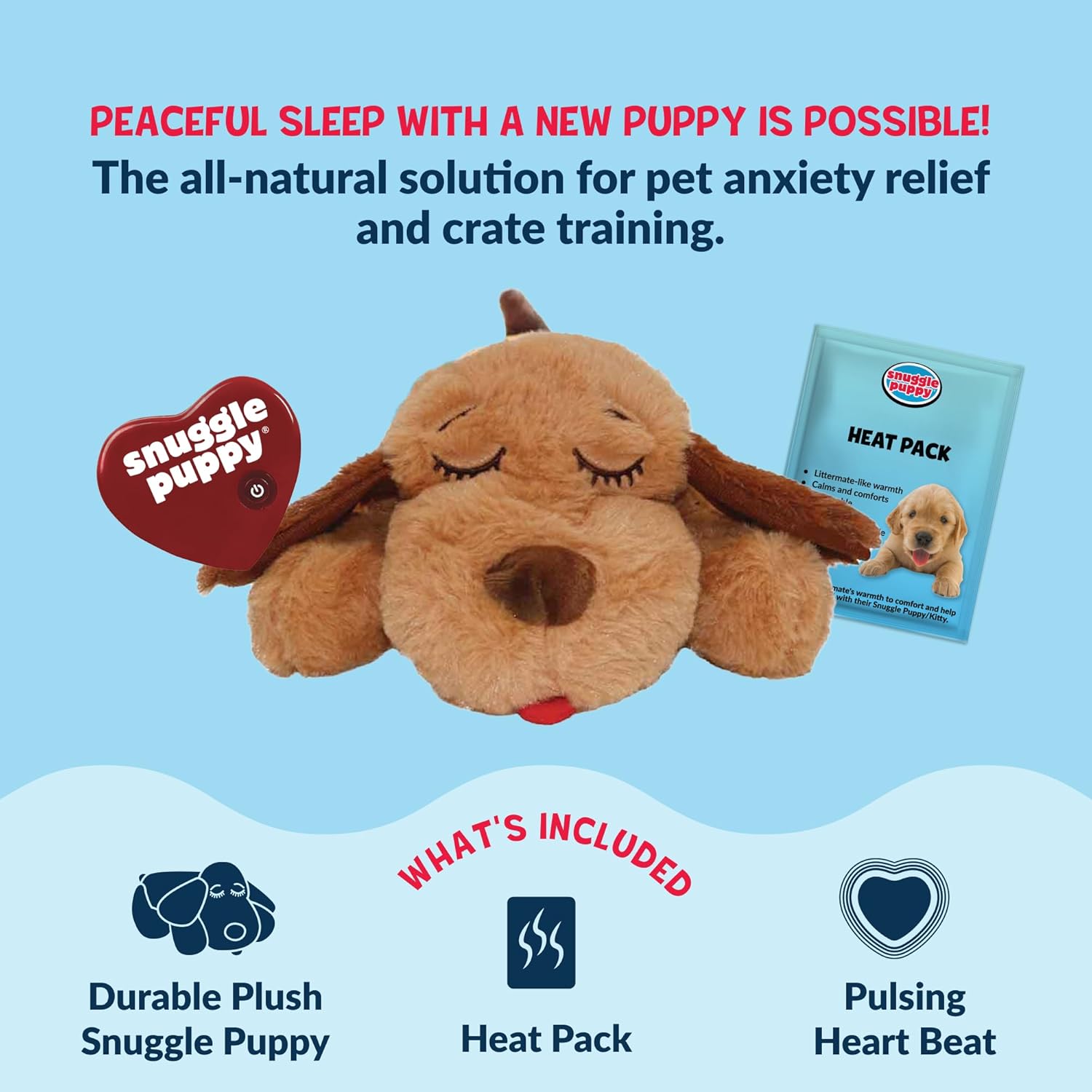 Snuggle Puppy Heartbeat Toy, Calming Comfort, Medium Breeds – Biscuit | Calming heartbeat toy, crate training comfort, heat p