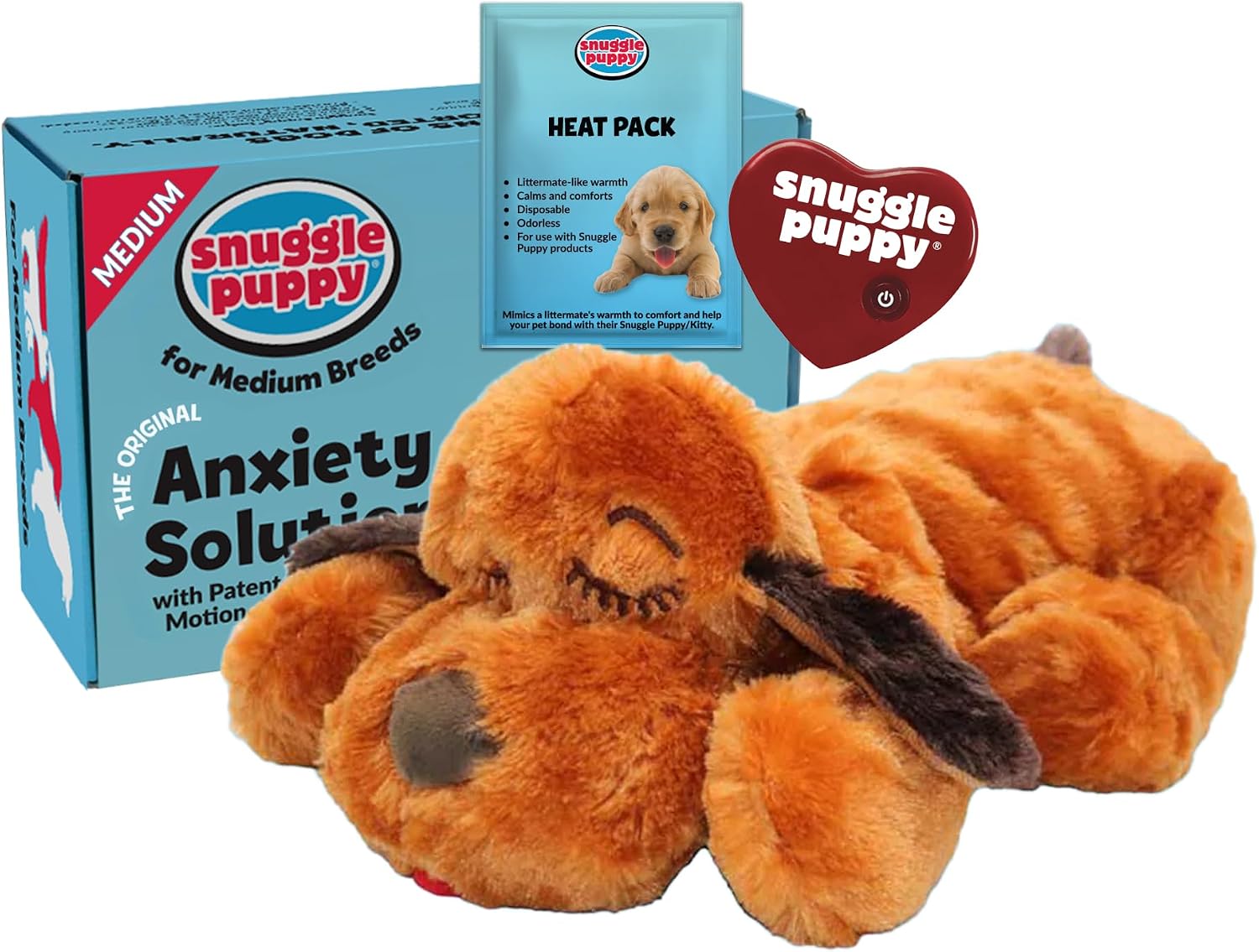 Snuggle Puppy Heartbeat Toy, Calming Comfort, Medium Breeds – Biscuit | Calming heartbeat toy, crate training comfort, heat p