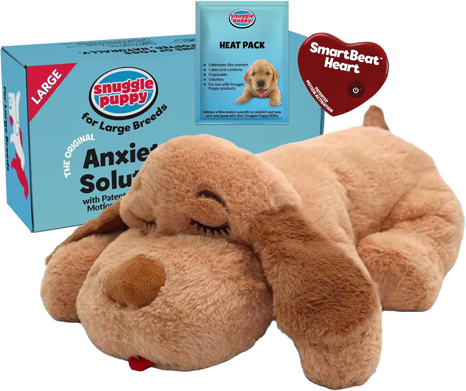 Snuggle Puppy Heartbeat Toy, Calming Comfort, Medium Breeds – Biscuit | Calming heartbeat toy, crate training comfort, heat p