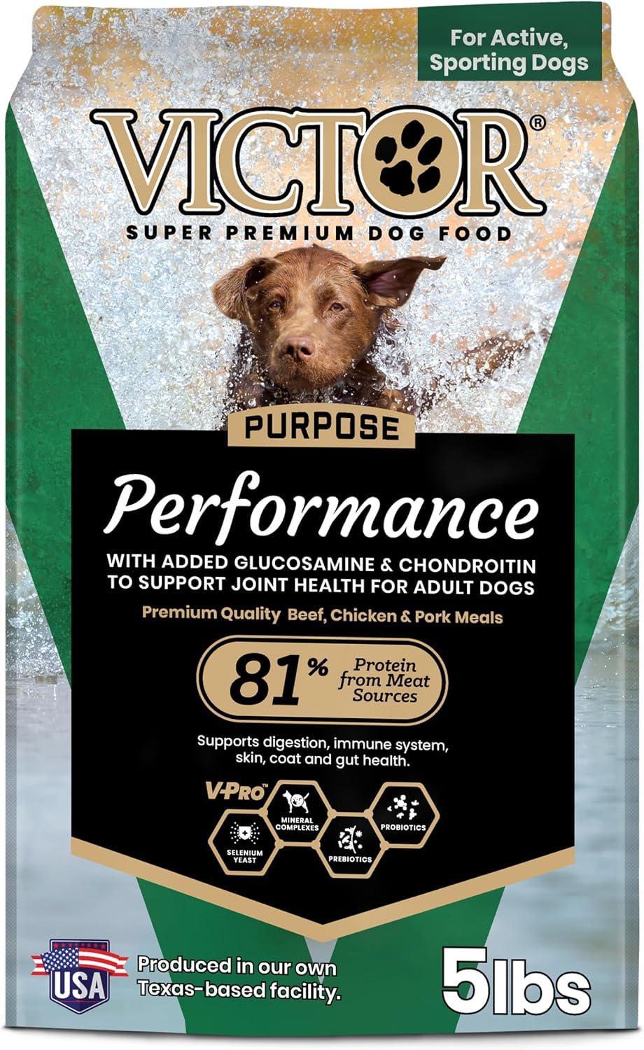 VICTOR Performance Dry Dog Food – Beef, Chicken & Pork Meal, 40 lb | Super Premium Dog Food, 26% Protein, For Active Adult Do