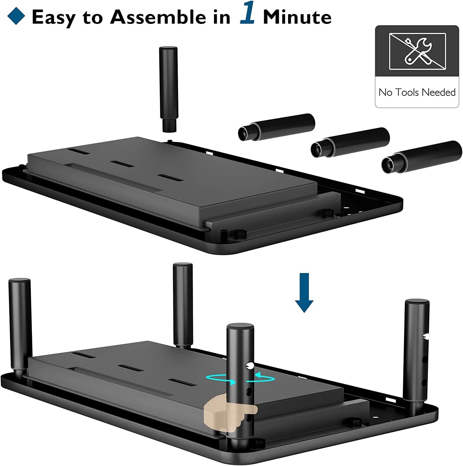 BONTEC 2 Pack Adjustable Monitor Stand Riser with Drawer, Supports 44lbs | Ergonomic Mesh Platform for Desk, Ventilated Laptop and PC Use with Cable Management for a Cooler, Organized Workspace - Image 7