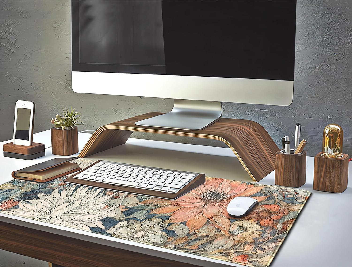 Japanese Minimalist Floral Desk Mat Aesthetic Flowers XL Large Extended Gaming Mouse Pad with Stitched Edges, Big Laptop Computer Keyboard and Mouse Mat for Girl Women Office Decor 31.5x11.8 in - Image 6