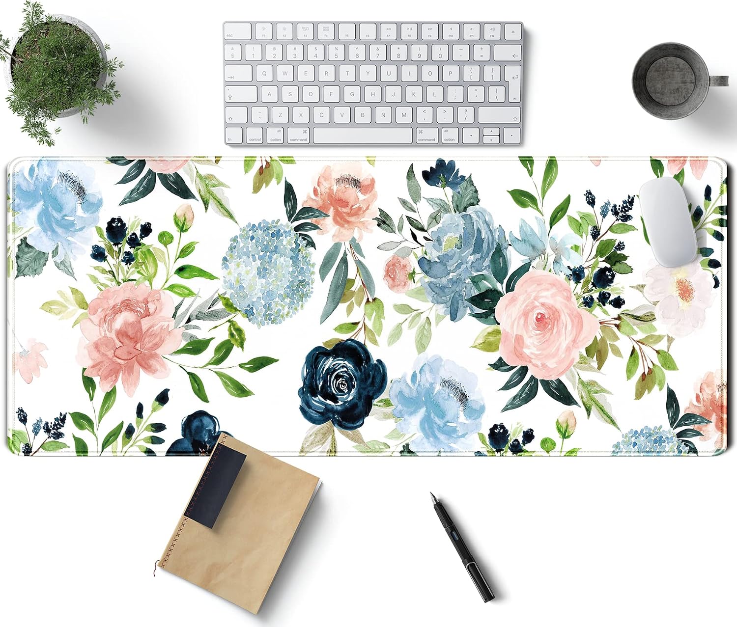 Japanese Minimalist Floral Desk Mat Aesthetic Flowers XL Large Extended Gaming Mouse Pad with Stitched Edges, Big Laptop Computer Keyboard and Mouse Mat for Girl Women Office Decor 31.5x11.8 in - Image 16
