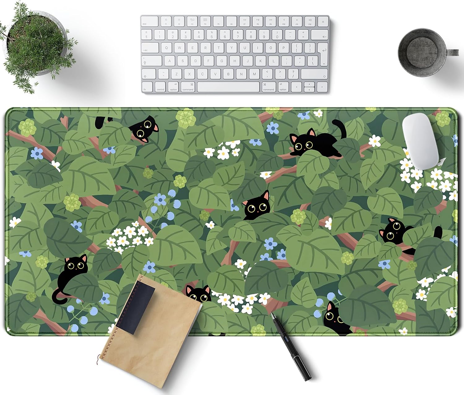 Japanese Minimalist Floral Desk Mat Aesthetic Flowers XL Large Extended Gaming Mouse Pad with Stitched Edges, Big Laptop Computer Keyboard and Mouse Mat for Girl Women Office Decor 31.5x11.8 in - Image 10