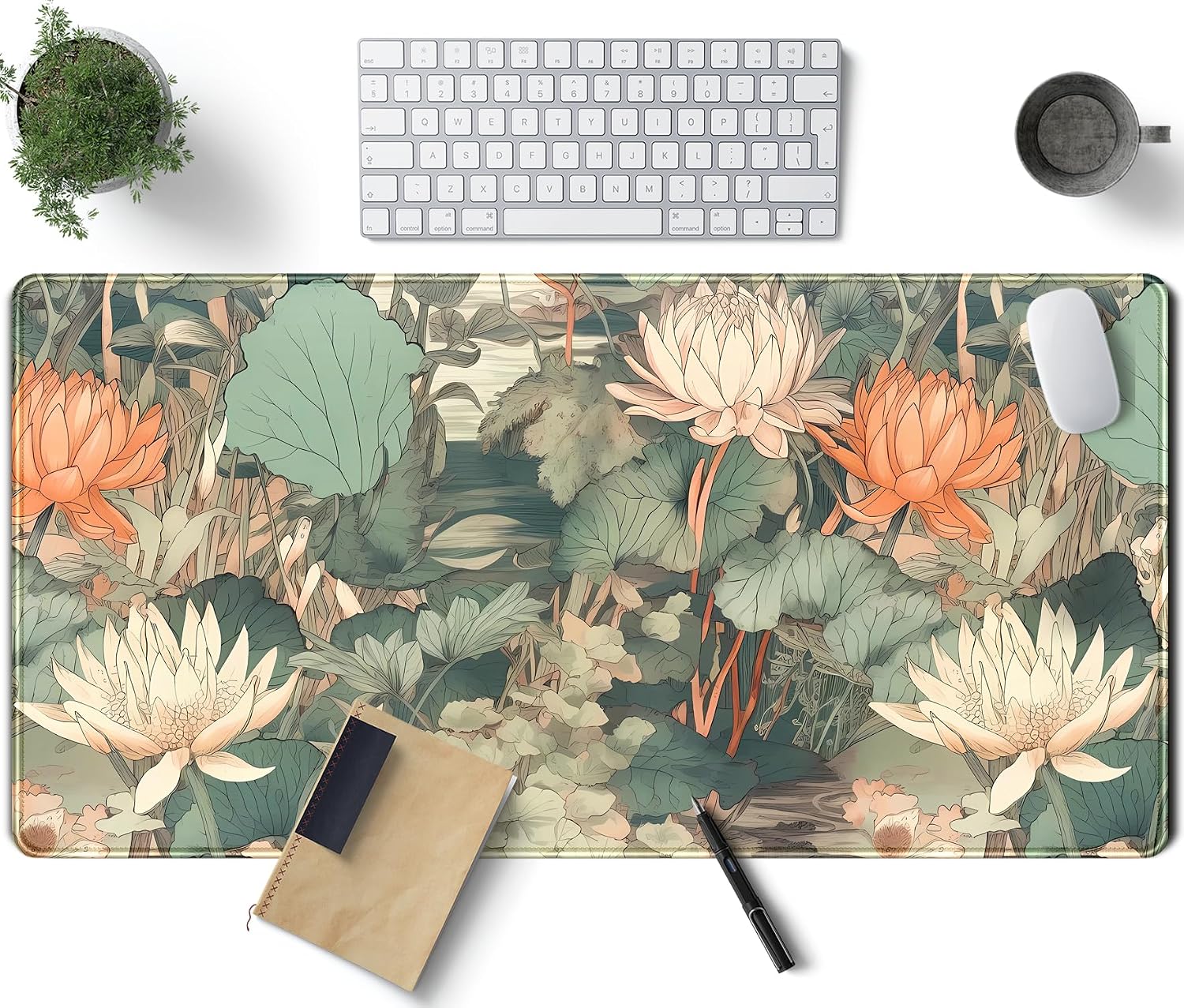 Japanese Minimalist Floral Desk Mat Aesthetic Flowers XL Large Extended Gaming Mouse Pad with Stitched Edges, Big Laptop Computer Keyboard and Mouse Mat for Girl Women Office Decor 31.5x11.8 in - Image 8