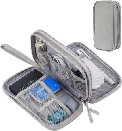 Double-Layer Cable and Electronics Travel Case — Large, Grey