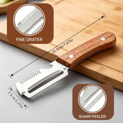 3-in-1 Wood Handle Vegetable Peeler