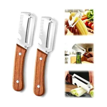3-in-1 Wood Handle Vegetable Peeler