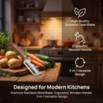 3-in-1 Wood Handle Vegetable Peeler