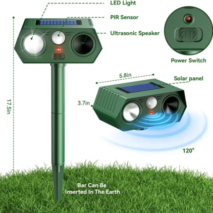 GardenGuard Solar Ultrasonic Animal Repeller - Hình 2