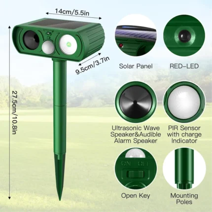 Green Solar Ultrasonic Pest Deterrent - Hình 2