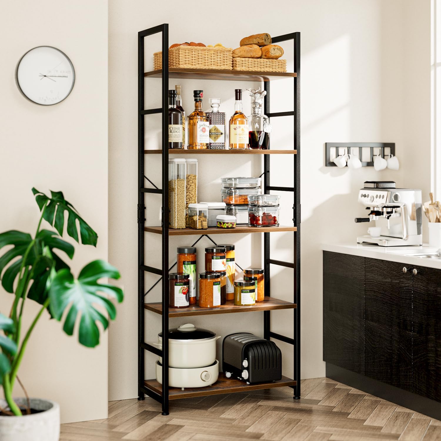 Industrial Style 5-Tier Bookshelf - Hình 2