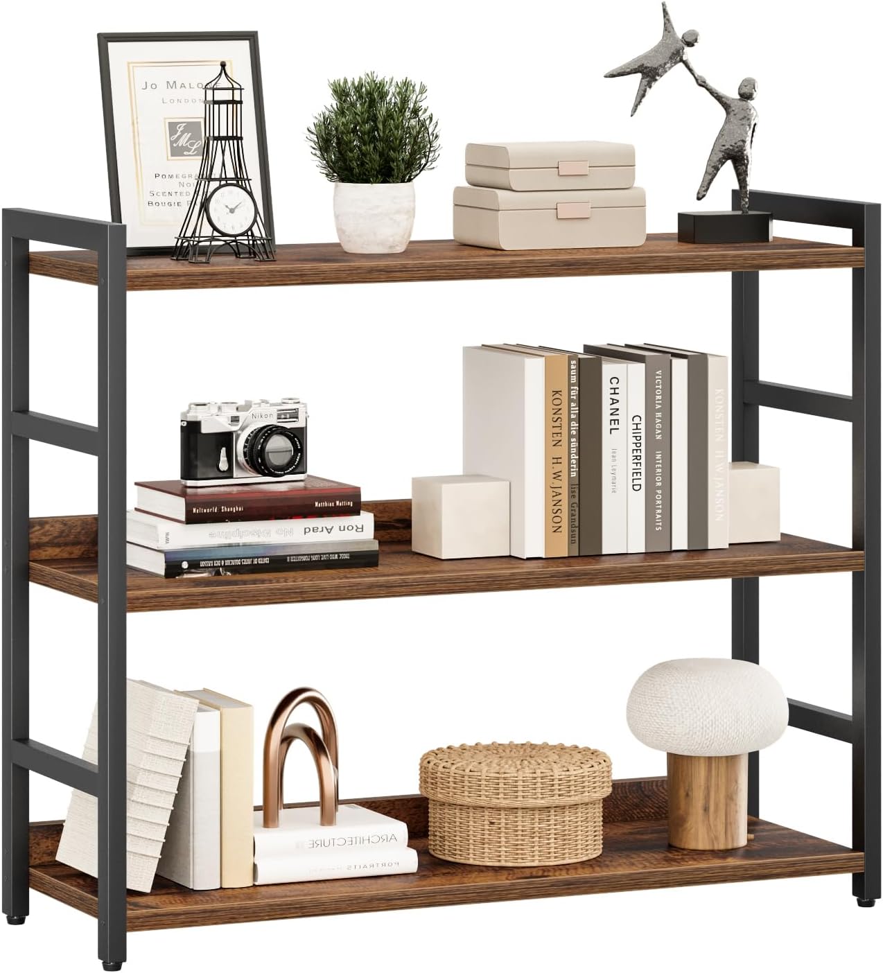 Rustic Brown 5-Tier Bookshelf - Hình 9