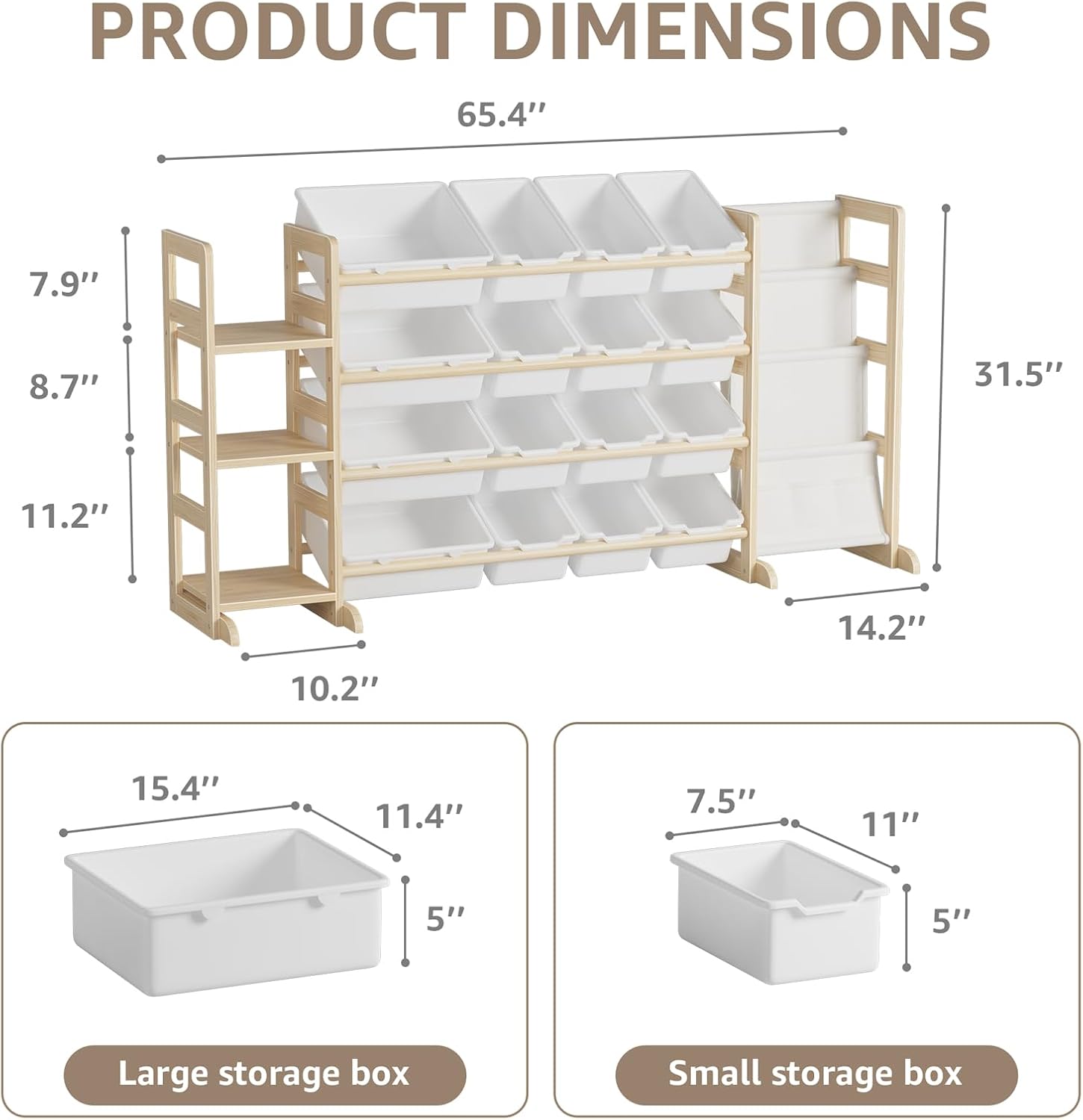 Kids' Natural Wood Toy Organizer - Hình 2