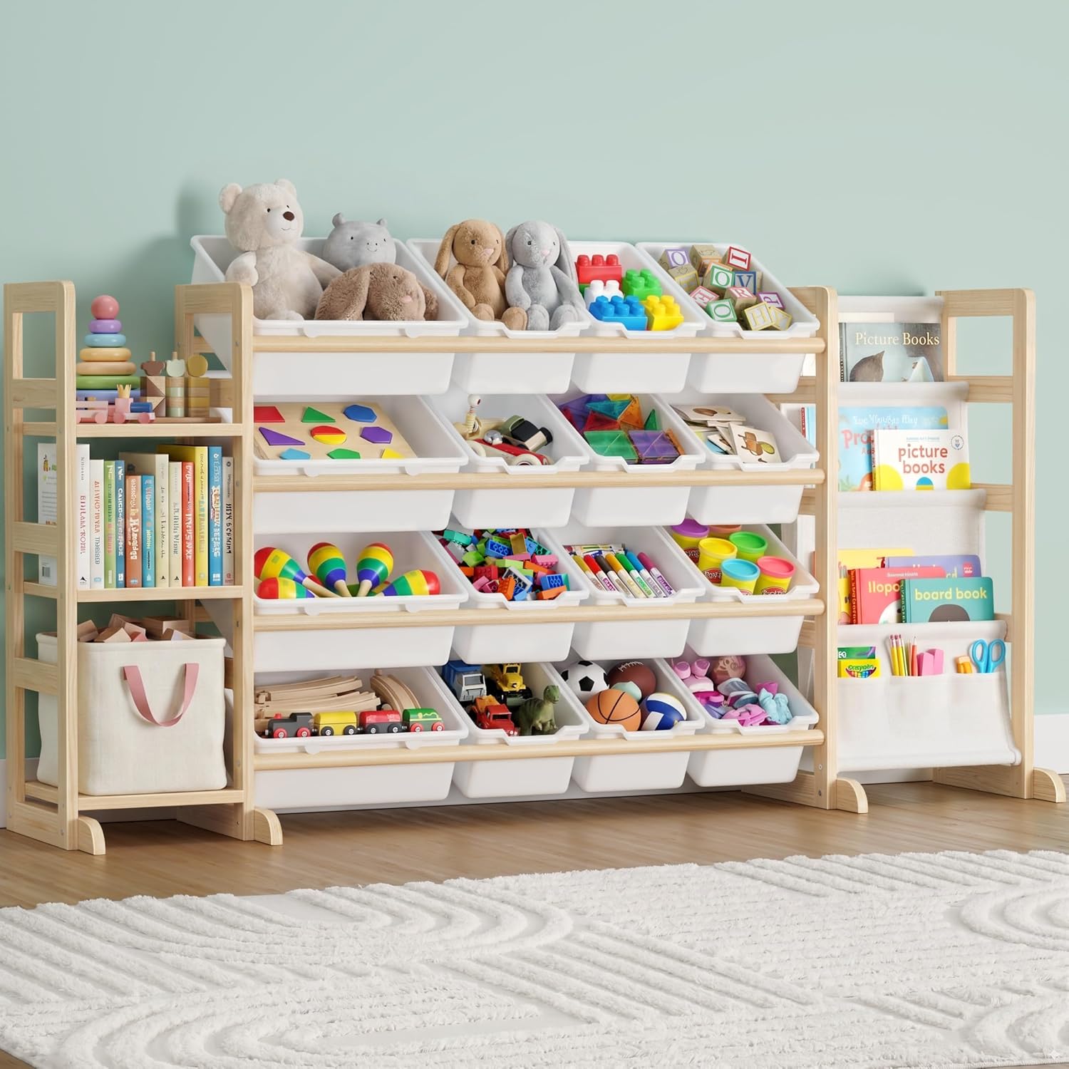 Kids' Natural Wood Toy Organizer